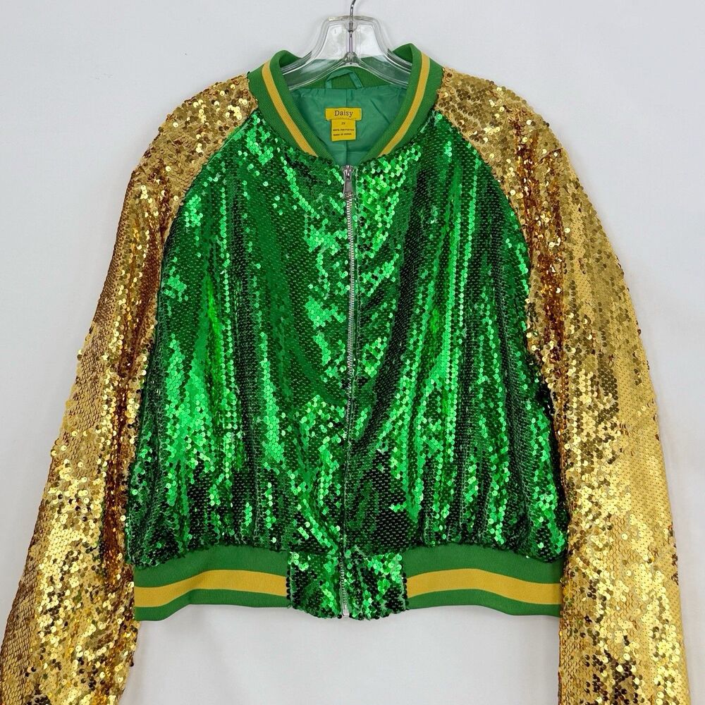 Daisy Green And Gold Sequin Jacket Size 2X - Picture 5 of 15